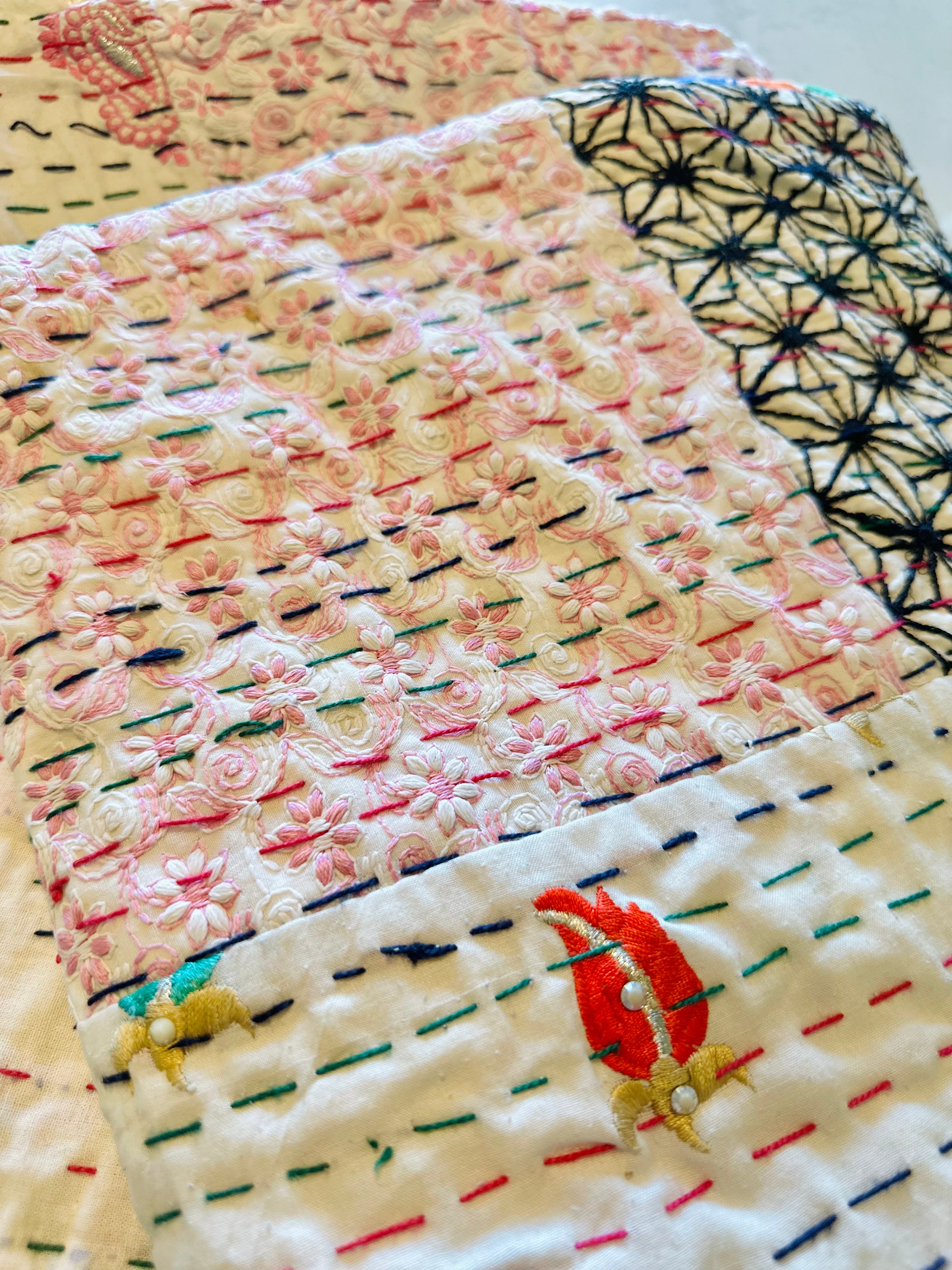 Gilded Indigo Luxury Patola Kantha Bedspread