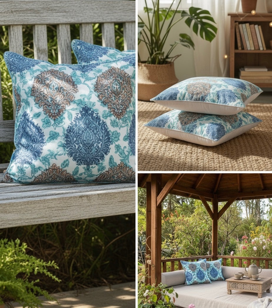 Rustic Paisley Cotton Cushion Cover