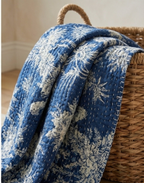 Indigo Wild Orchid Cotton Hand-Made Kantha Throw Blanket
