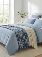 Indigo Wild Orchid Cotton Hand-Made Kantha Throw Blanket