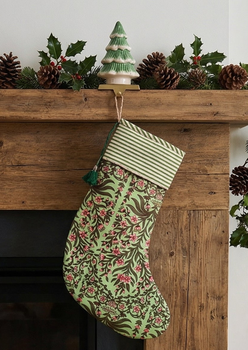 Spring Meadow Rose Christmas stocking