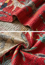 The Red Bengal Rubellite Cotton Hand-Made Kantha Throw Blanket
