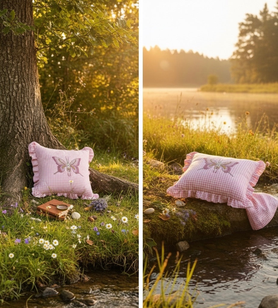 Whimsical Pink Stripes Cushion Cover