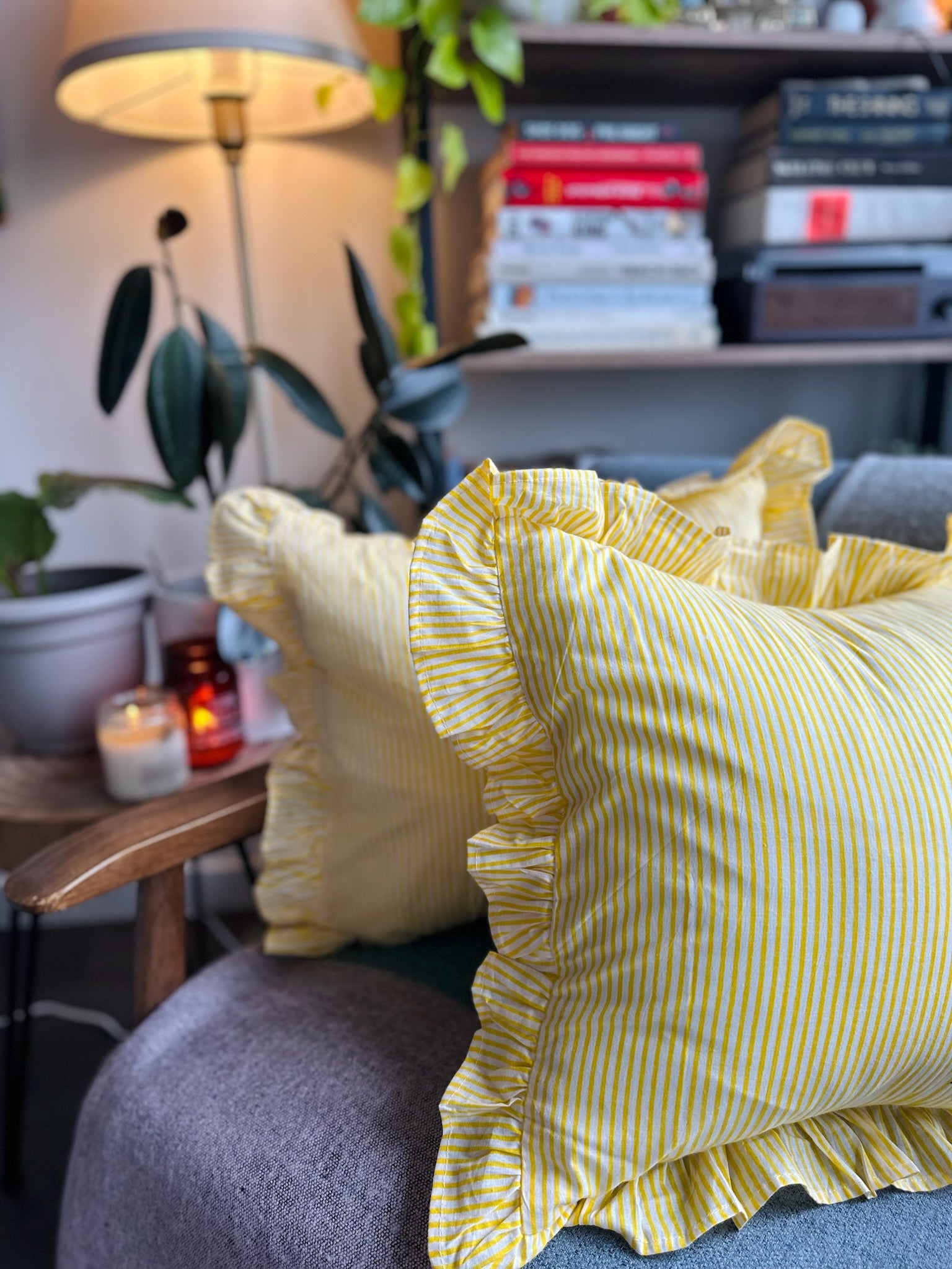 Decorative Yellow Striped Cushion Cover
