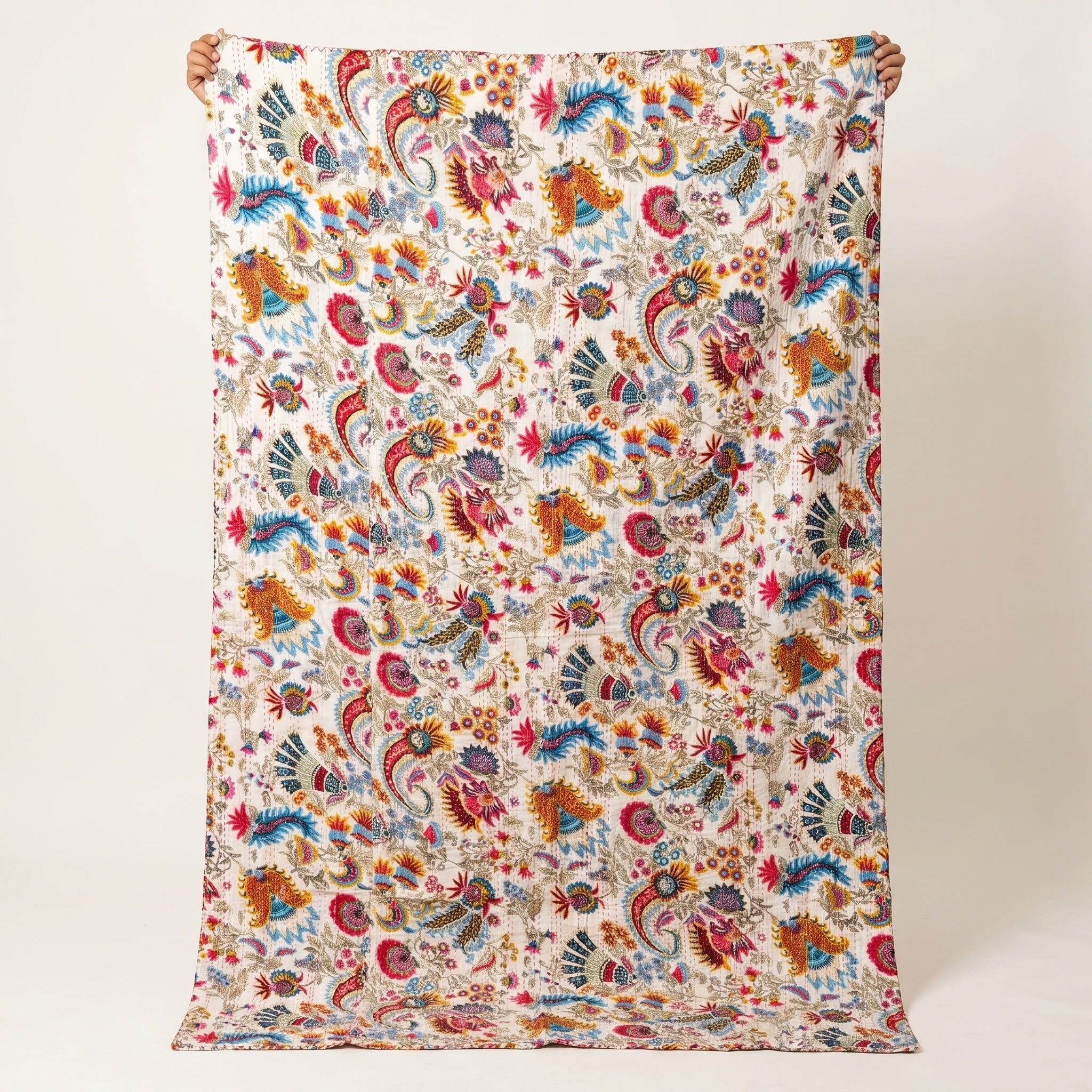 Indigo Loom Cotton Reversible Kantha Throw