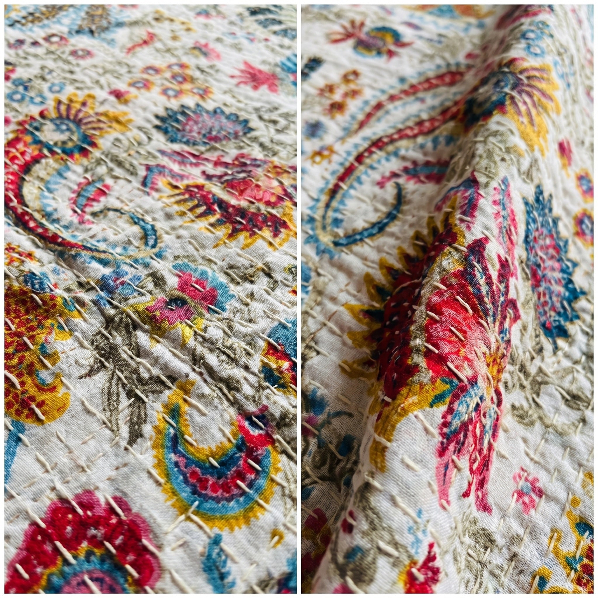 Indigo Loom Cotton Reversible Kantha Throw