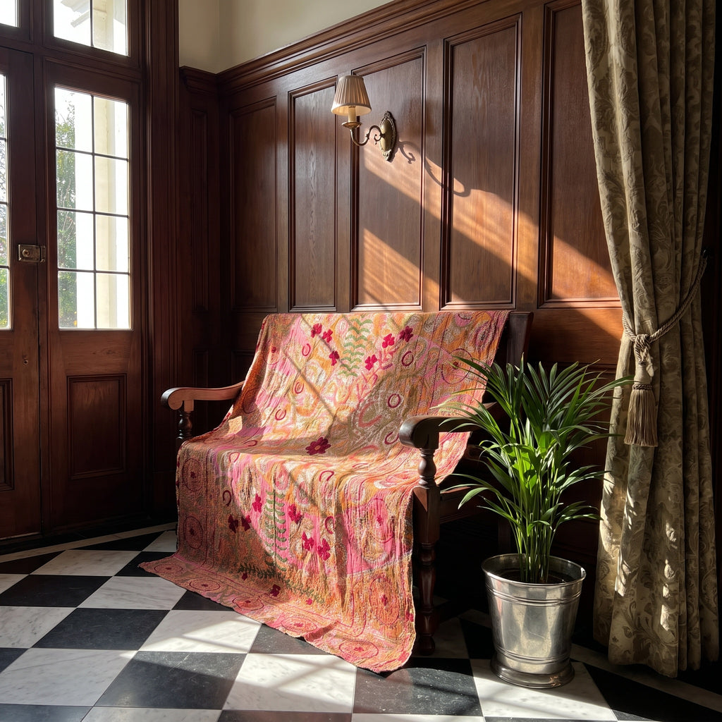 A Lily Luxury Vintage Suzani Kantha Throw