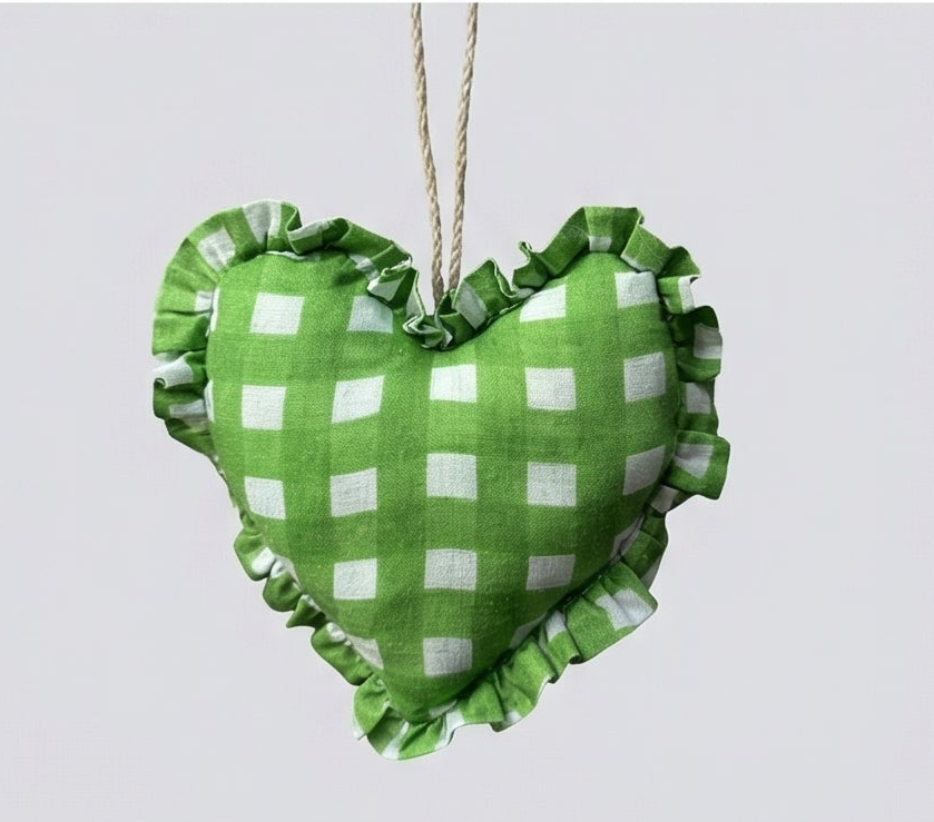 Heirloom Patchwork Heart Christmas Ornaments (Pack of 6)