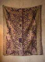 Lilac Pomegranate Vine Luxury Vintage Suzani Kantha Throw Blanket