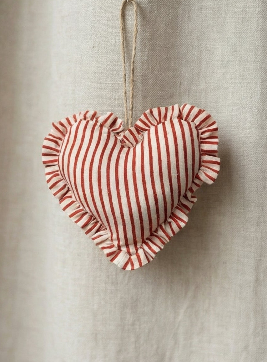Heirloom Patchwork Heart Christmas Ornaments (Pack of 6)