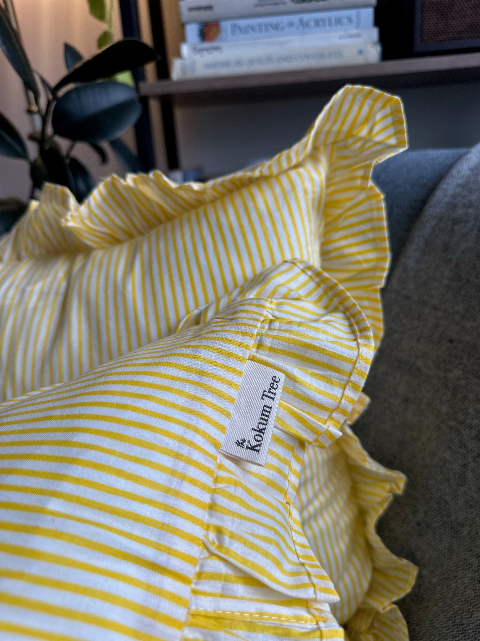 Decorative Yellow Striped Cushion Cover