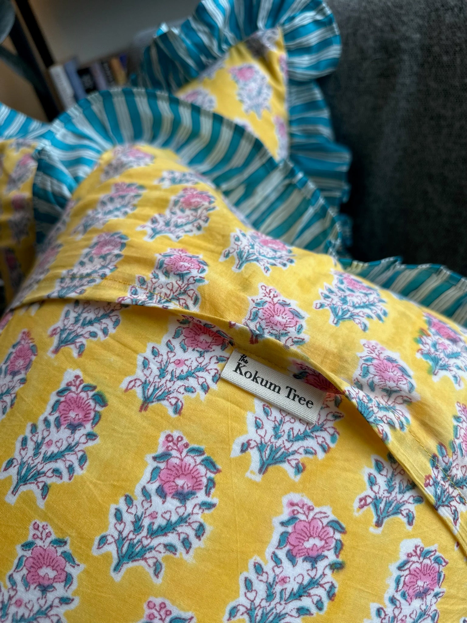 Yellow and Blue Cushion Cover