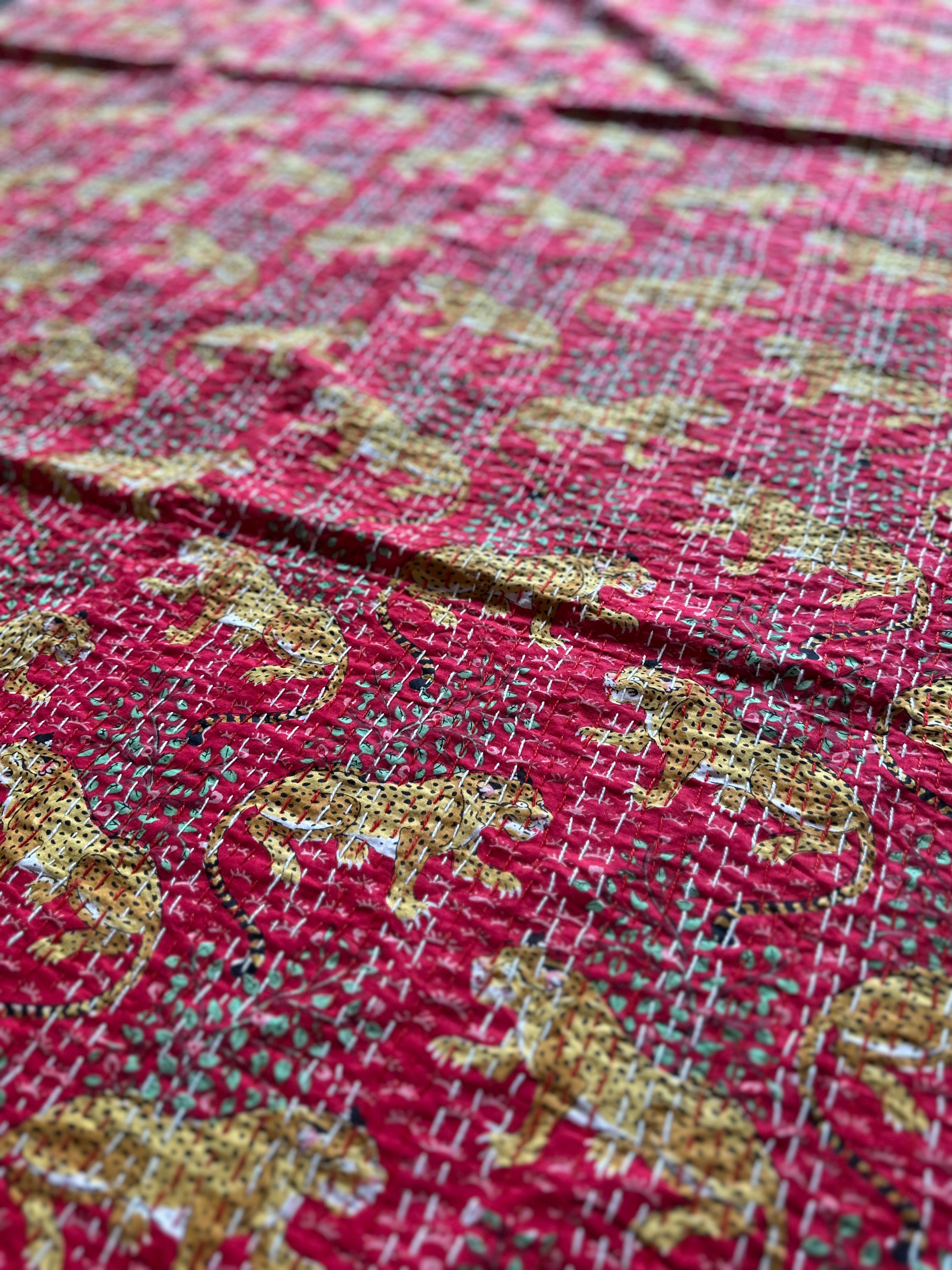 Serene Maple Cotton Reversible Kantha Throw