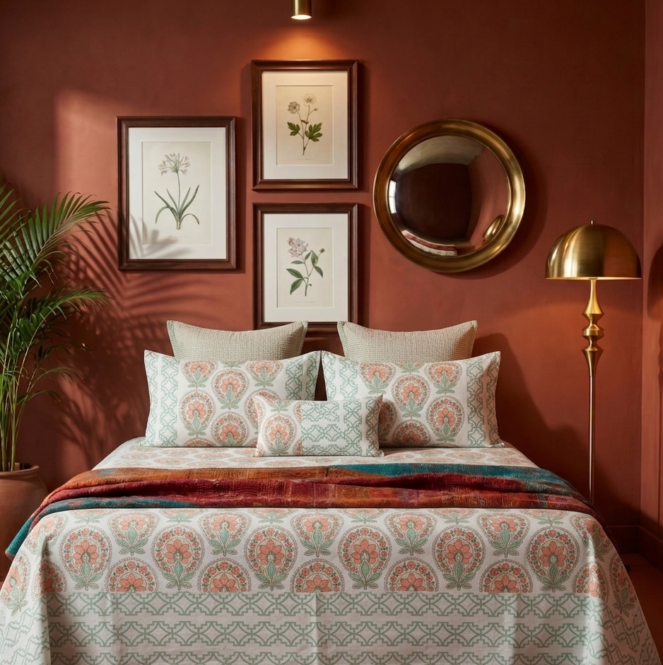 Sapphire Mist Hand Block Printed KING Bedsheet