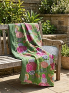 Grasslands Reverie Cotton Hand-Made Kantha Throw Blanket