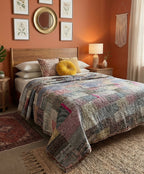 Silk Grey goose Luxury Patola Kantha Bedspread