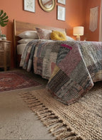 Silk Grey goose Luxury Patola Kantha Bedspread