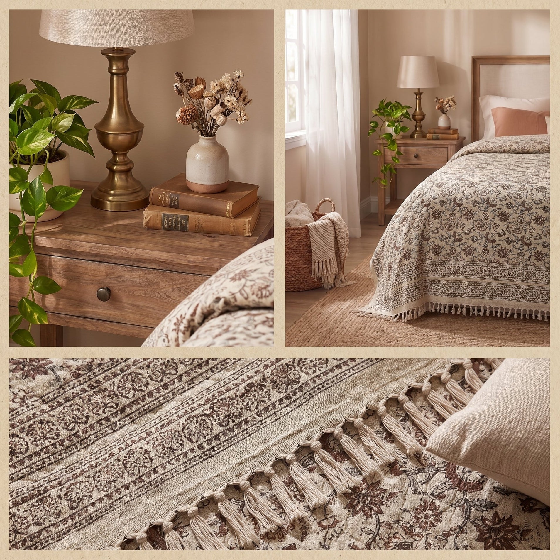 Jangal Hand Block Print cotton Bedspread