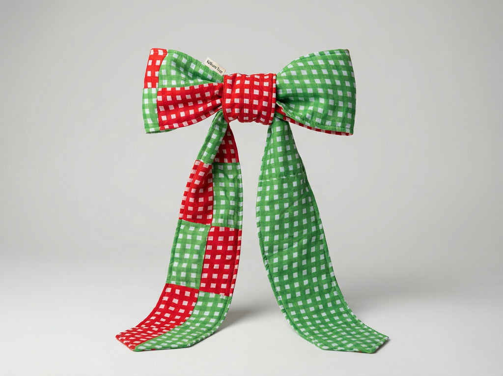 Peppermint Patchwork Heirloom Christmas Topper Extra Big  Bow