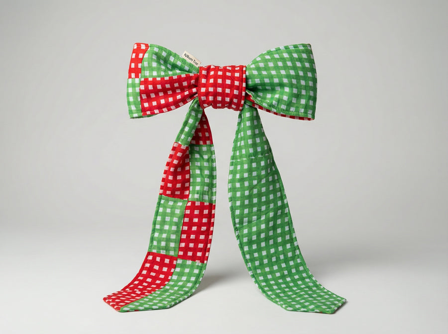 Peppermint Patchwork Heirloom Christmas Topper Extra Big Bow