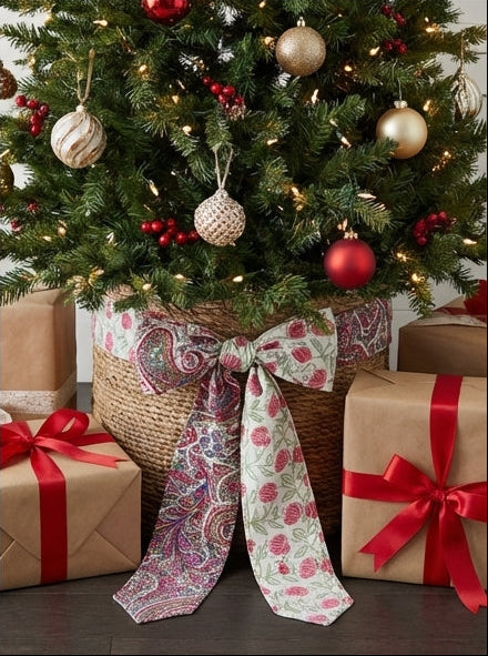 Holly Gingham Patchwork Heirloom Christmas Topper Extra Big  Bow