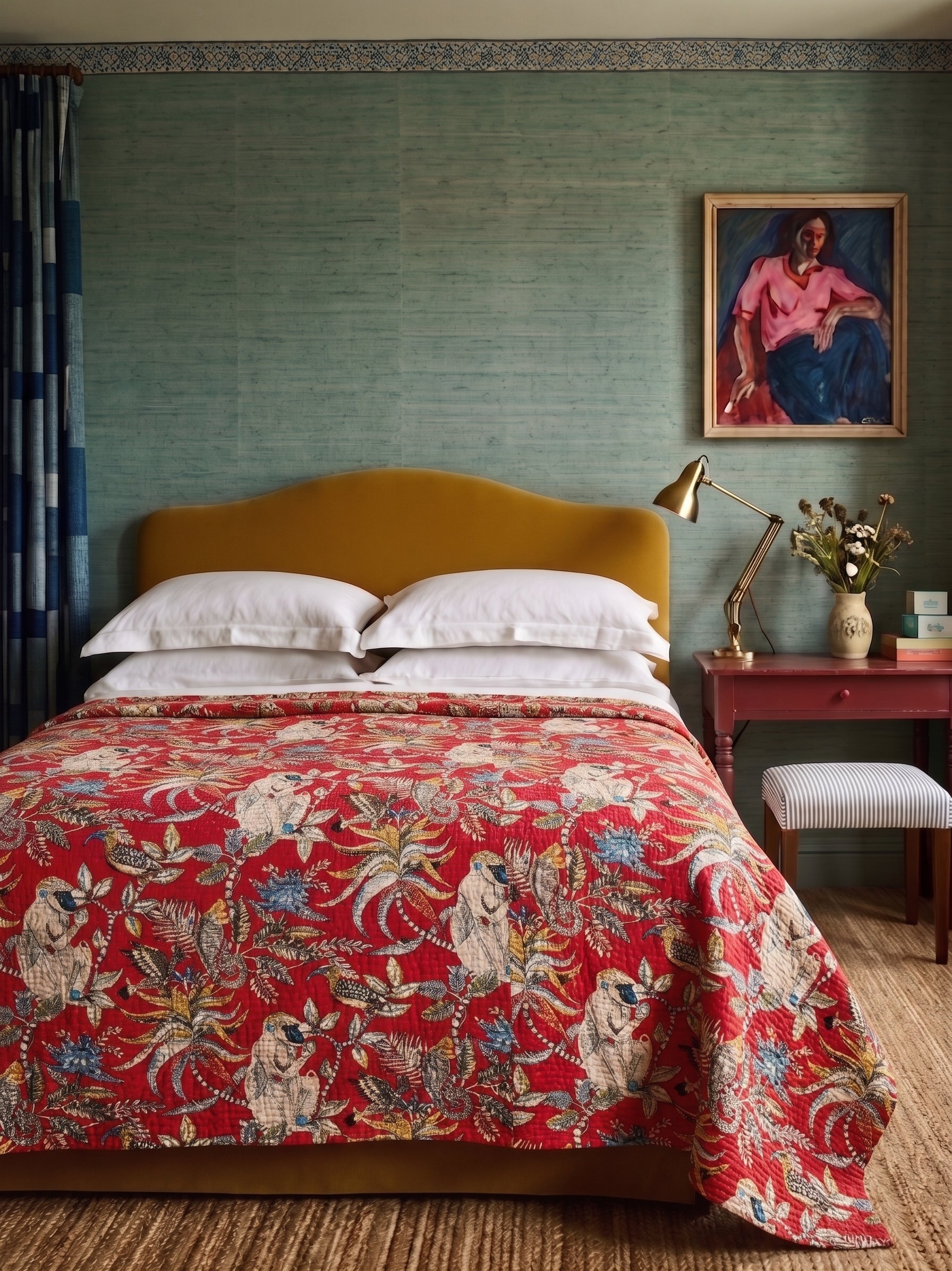 Jungle Life Cotton Hand-Made Kantha Bed-spread