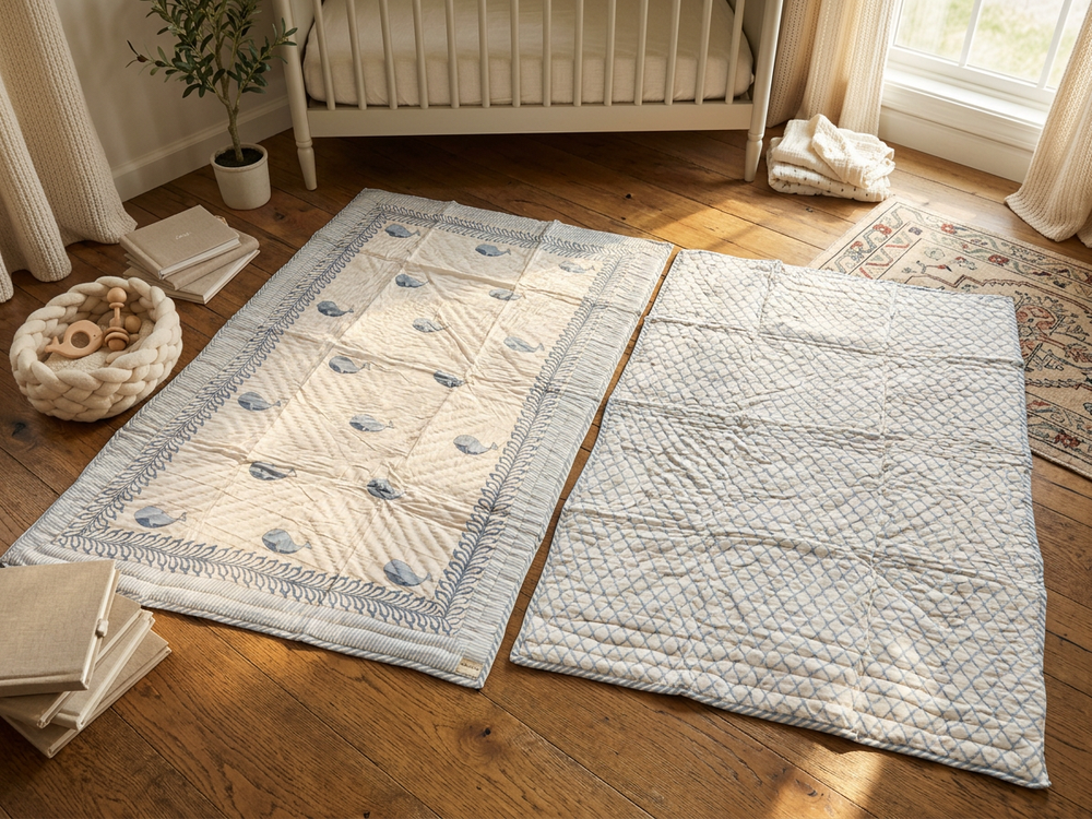 Close detail of the cotton blanket