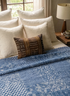 Indigo Patchwork Kantha Queen Bed-spread (Reversible)