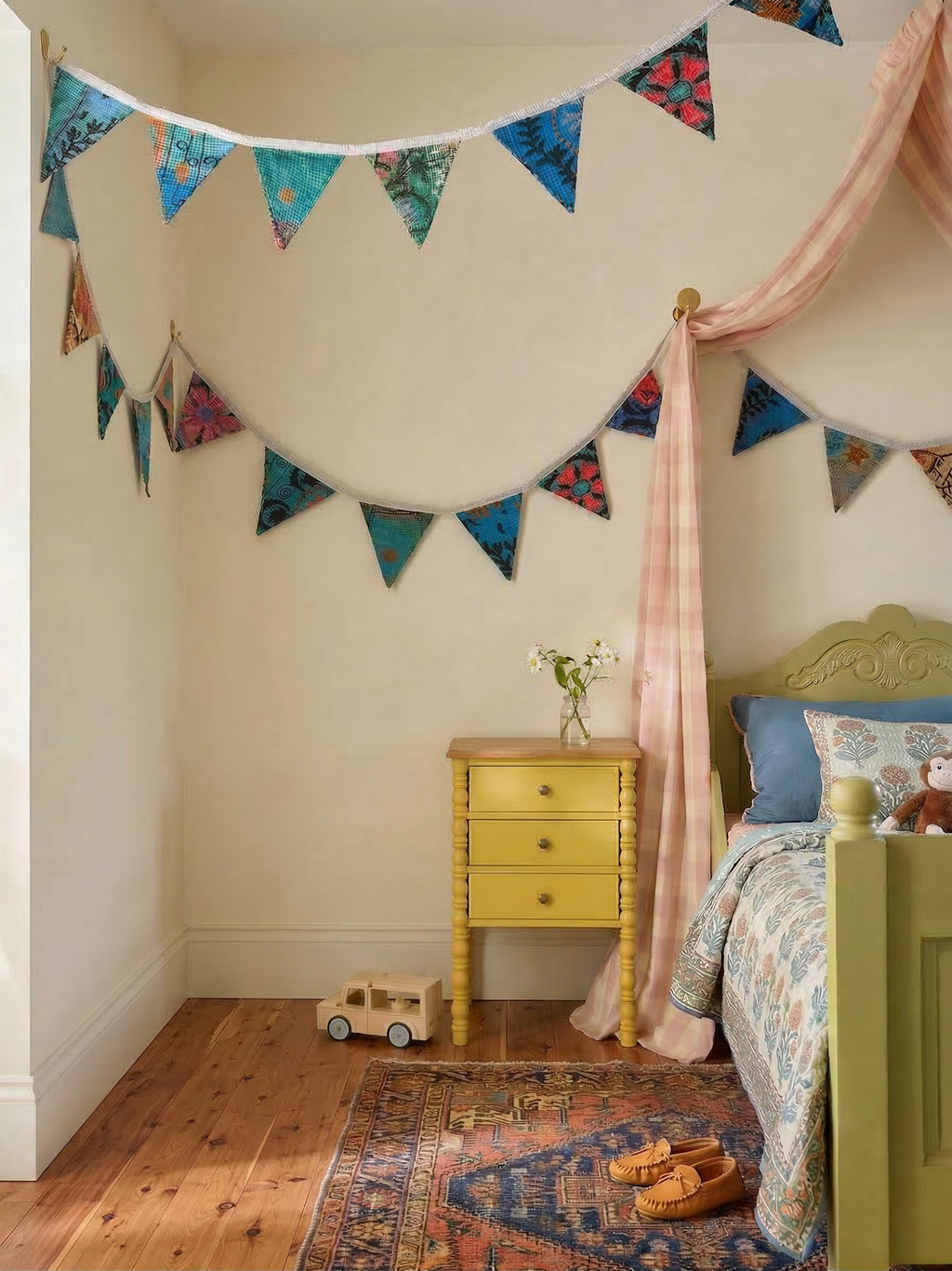 Indigo Bloom Hand Embroidered Suzani Bunting