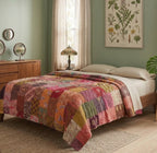 Aura Indigo Luxury Patola Kantha Bedspread