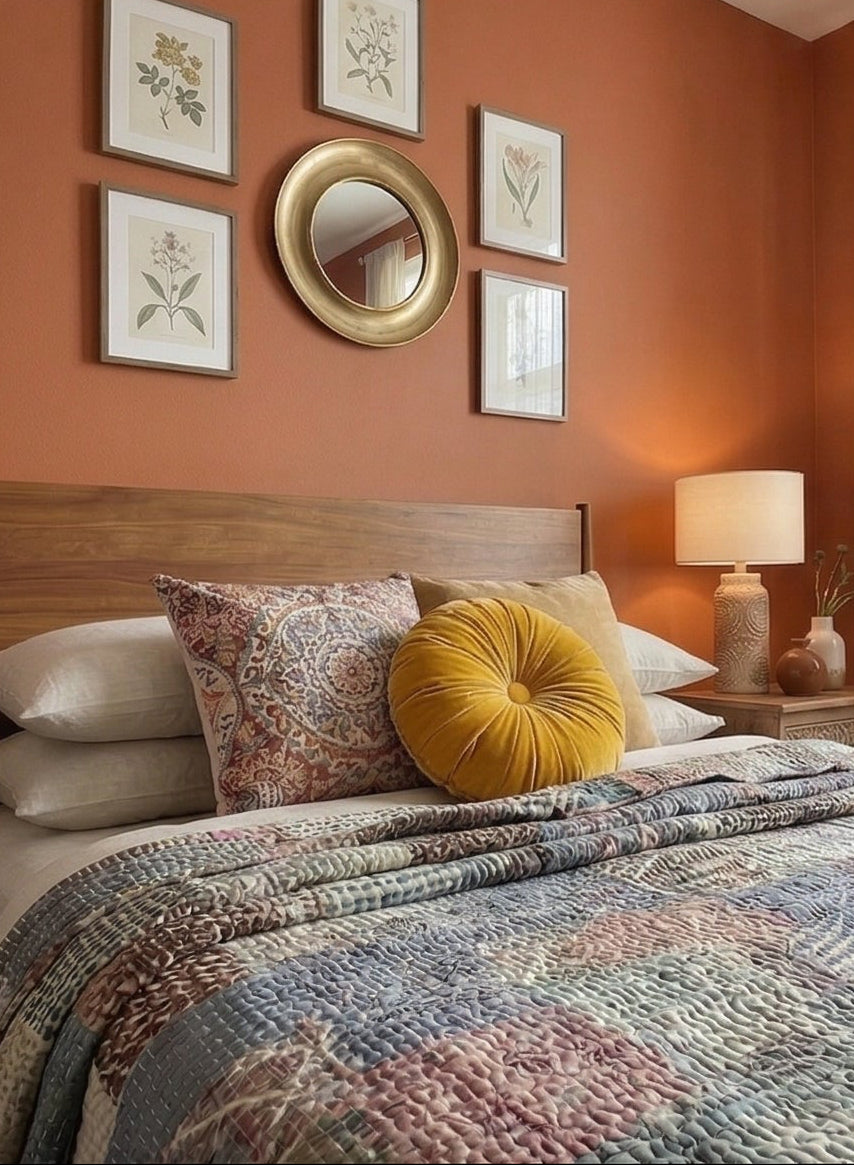 Silk Grey goose Luxury Patola Kantha Bedspread