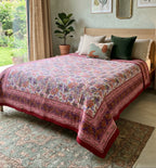 Fern Terracotta Handmade Kantha Bedspread