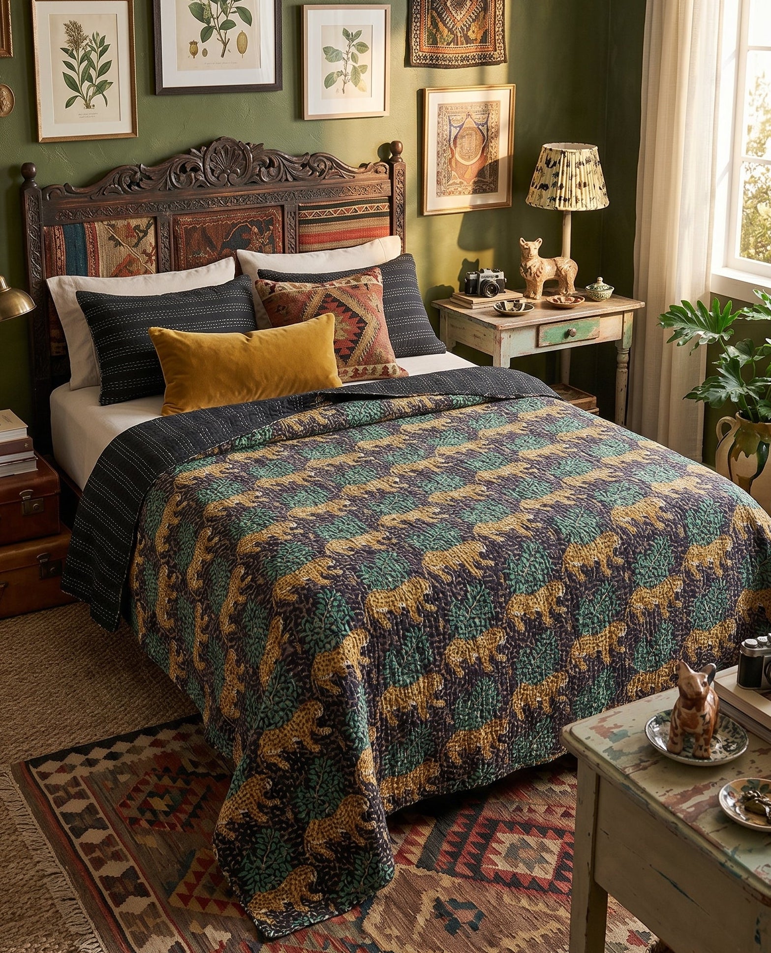 The Shadowlands Cotton Hand-Made Kantha bed spread