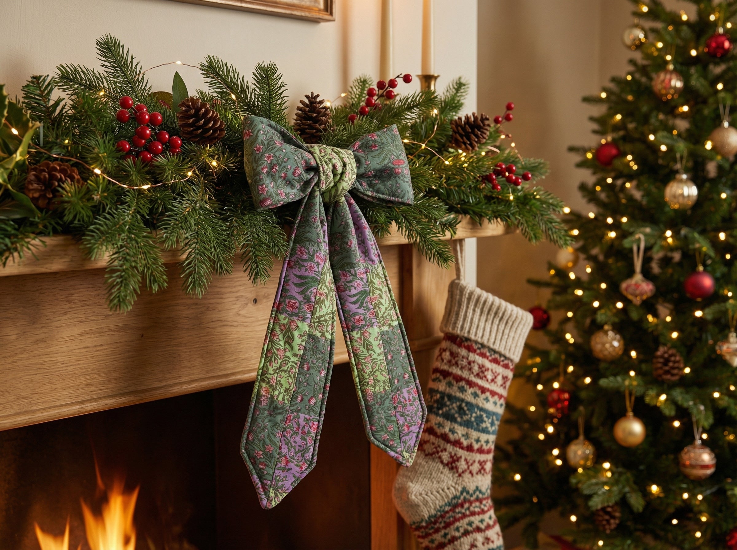 Jewel Tone Paisley Heirloom Christmas Topper Extra Big  Bow