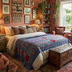 Wandering Petal Hand-Embroidered Cotton Throw