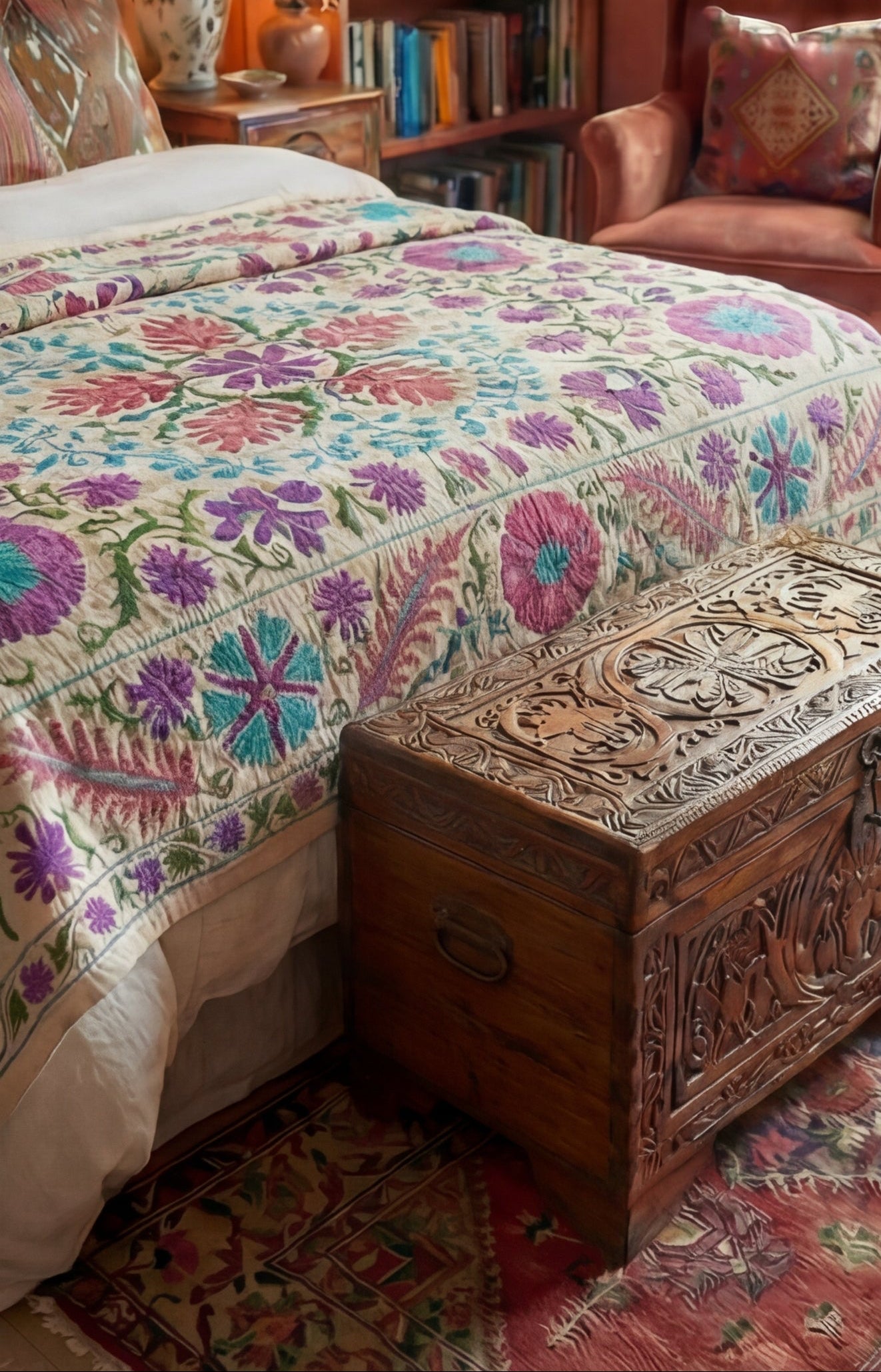 River Pebble Hand-Embroidered Cotton Throw