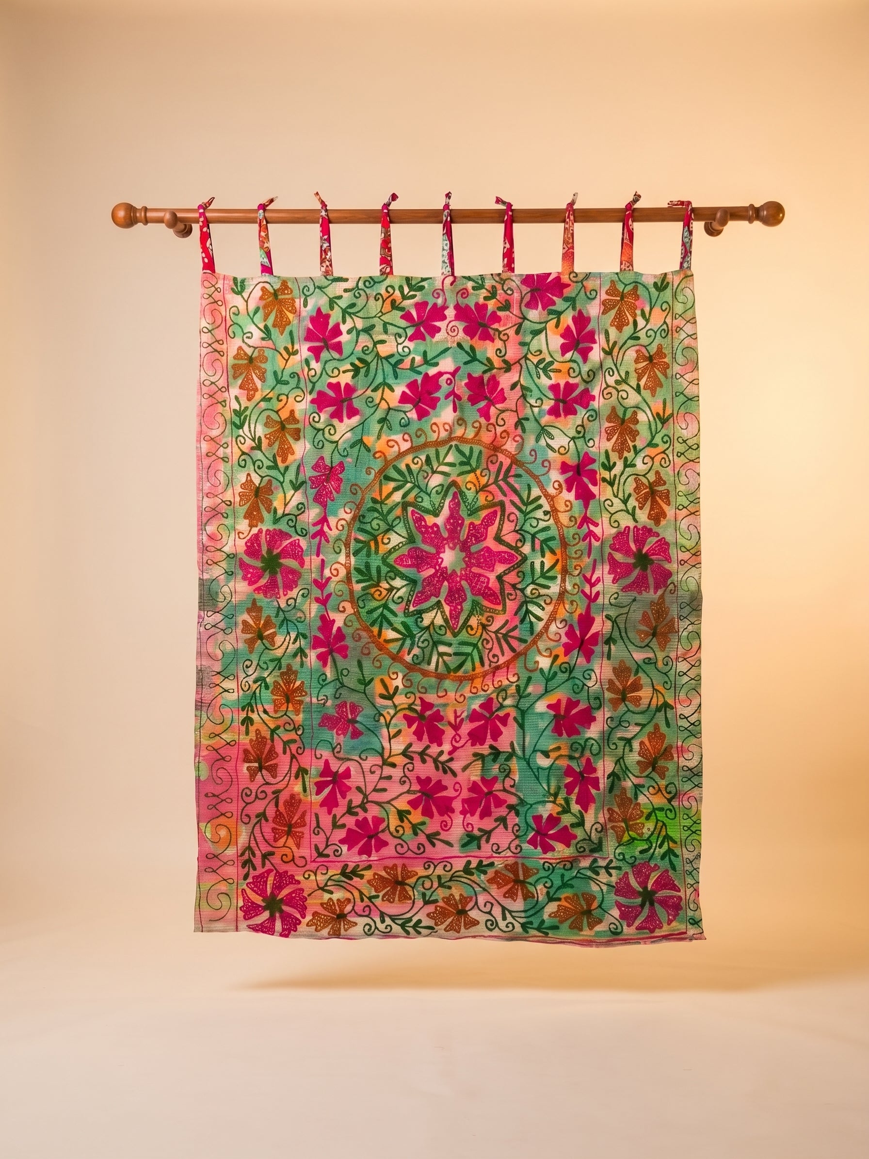 Blue Vervain Luxury Vintage Suzani- adjustable curtain