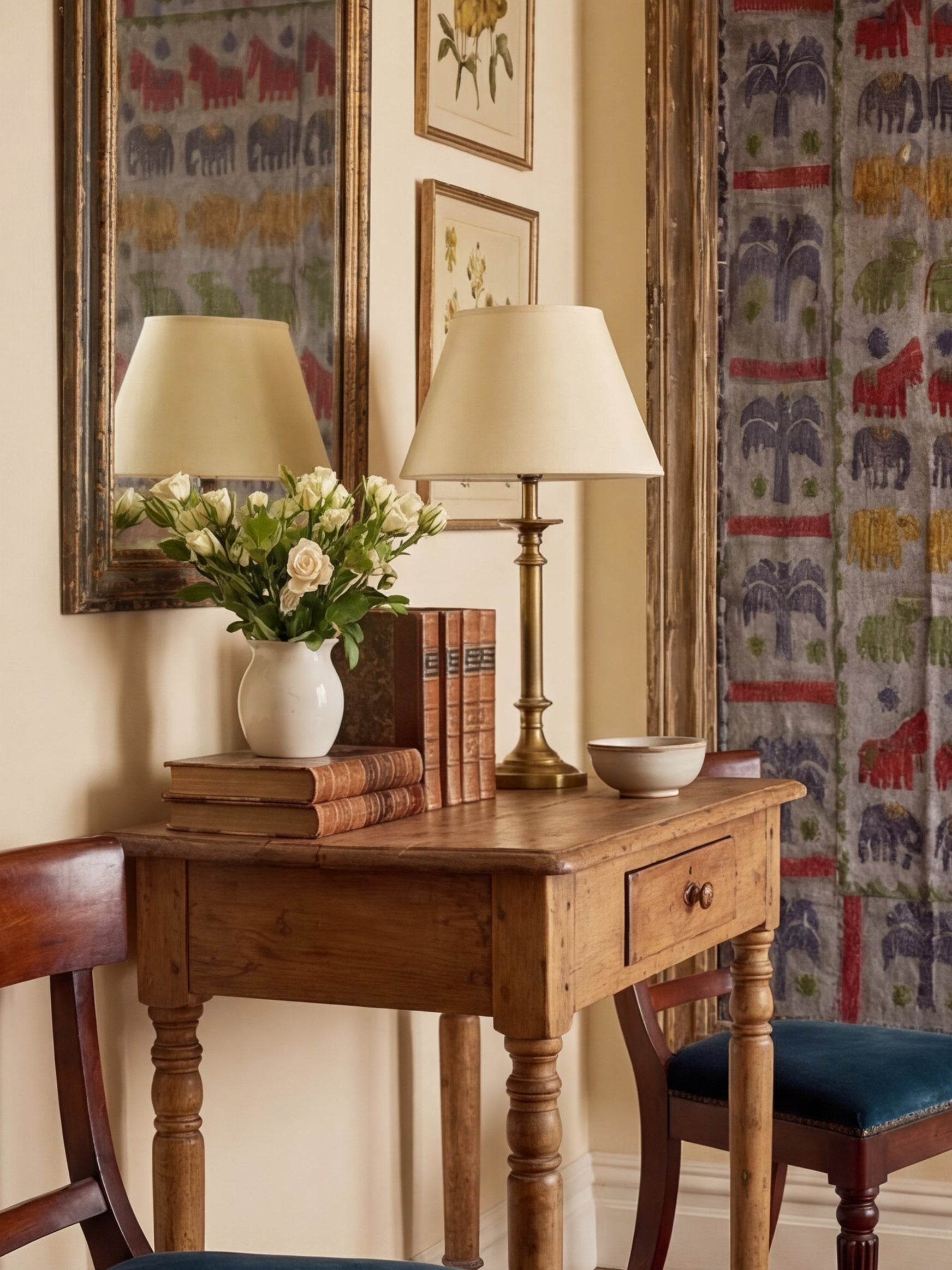 Huge Indigo Bloom Pure Cotton Artisan Wall Hanging