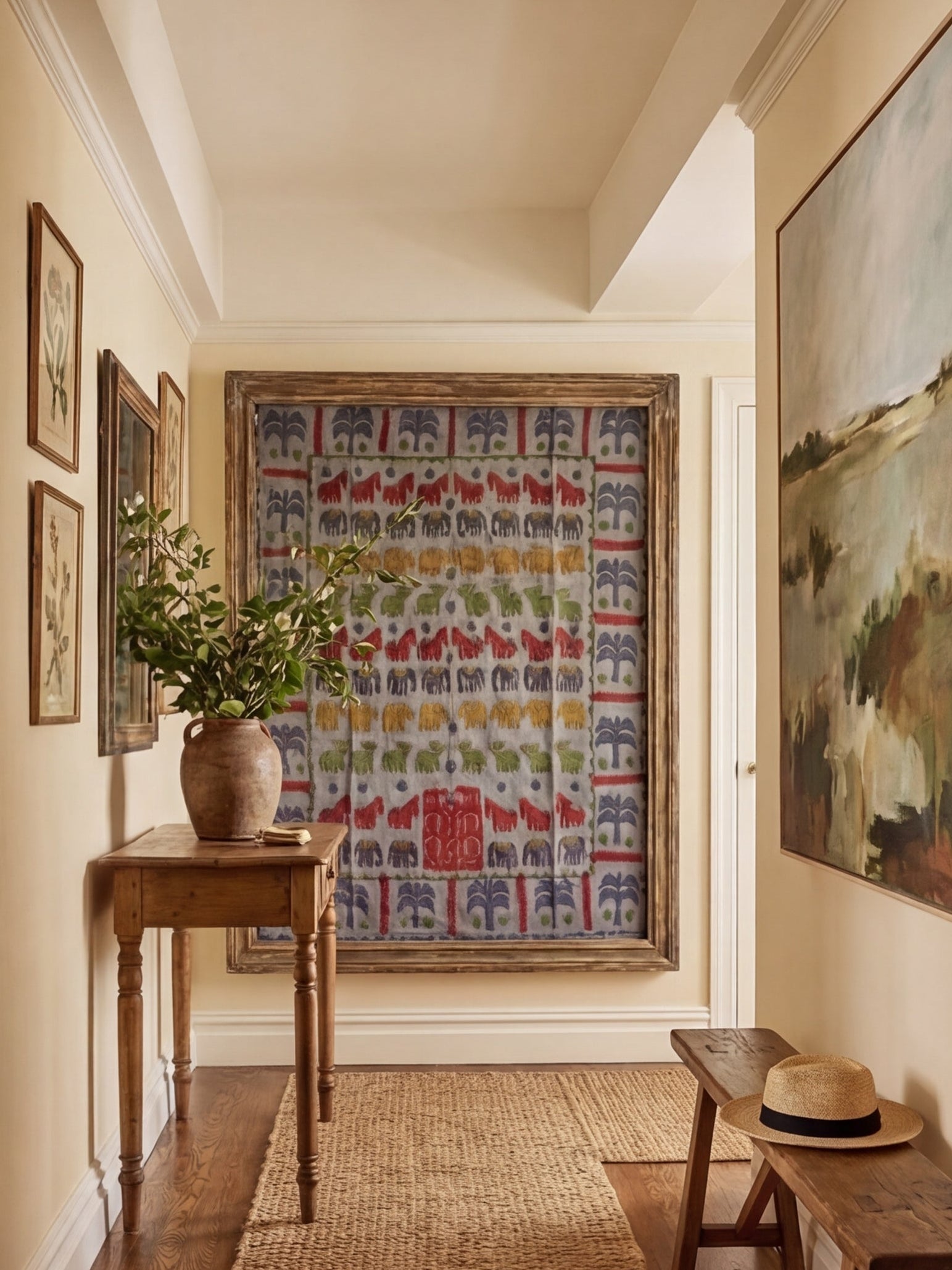 Huge Indigo Bloom Pure Cotton Artisan Wall Hanging