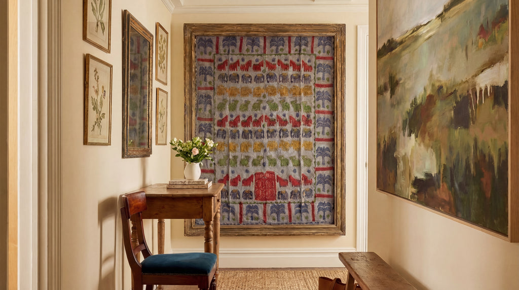 Huge Indigo Bloom Pure Cotton Artisan Wall Hanging