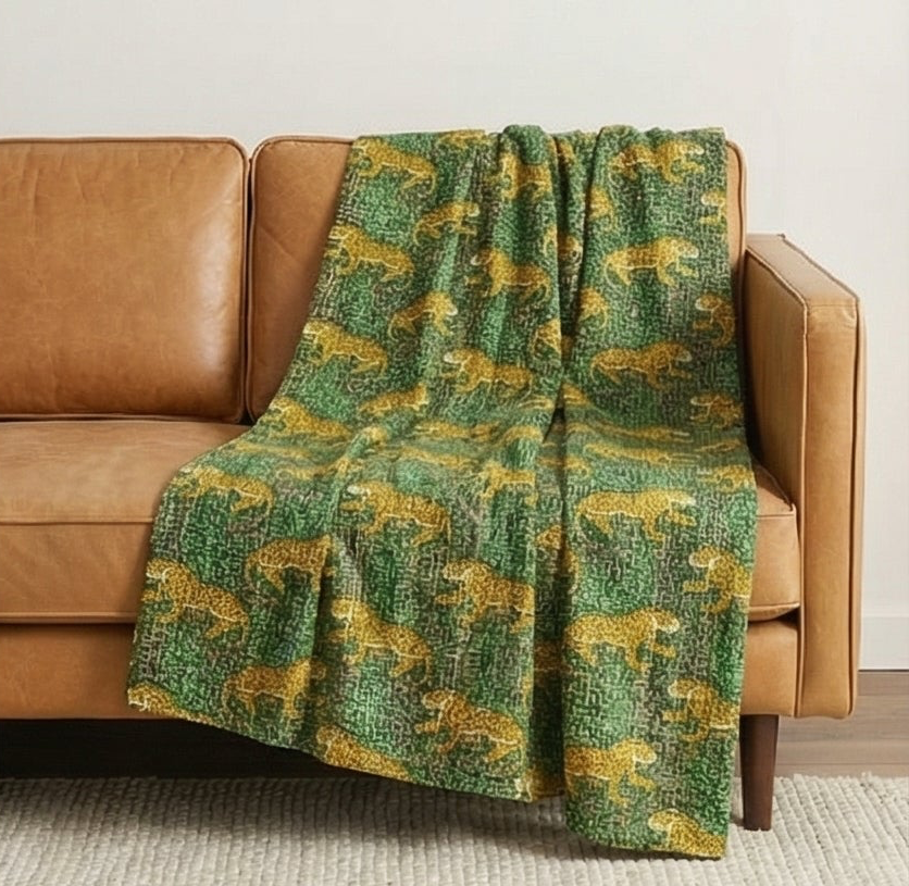 Wild Grass Safari Grand Kantha throw
