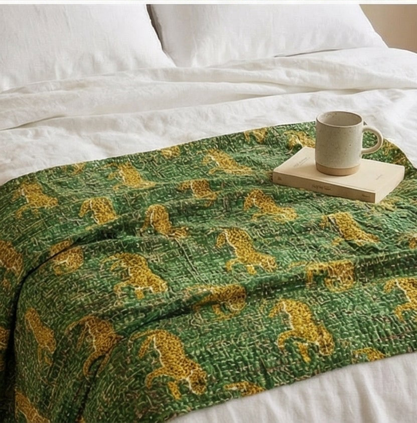 Wild Grass Safari Grand Kantha throw