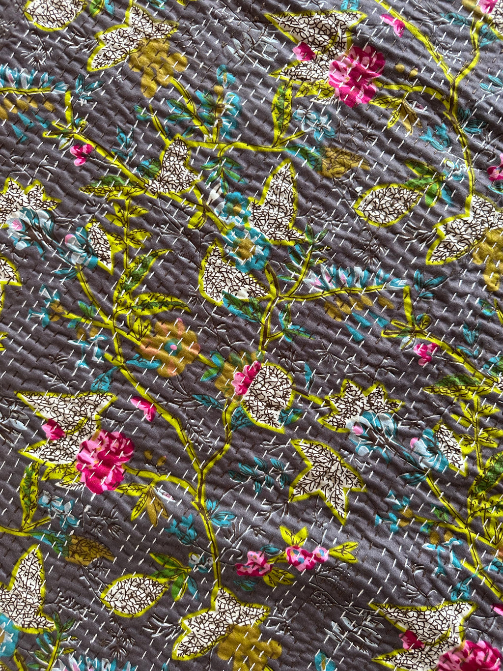 Sun Marigold Cotton Reversible Kantha Throw