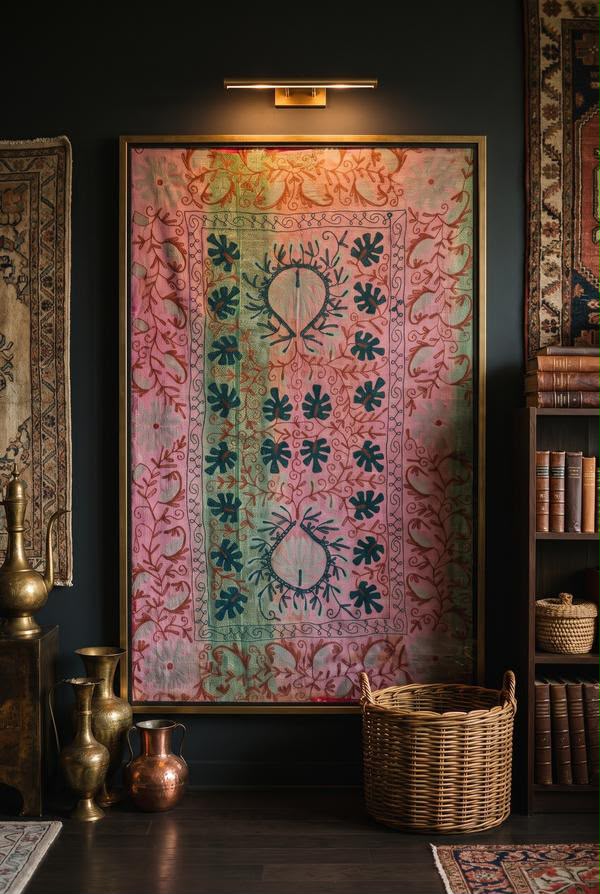 Sky Dew Luxury Vintage Suzani Kantha Throw