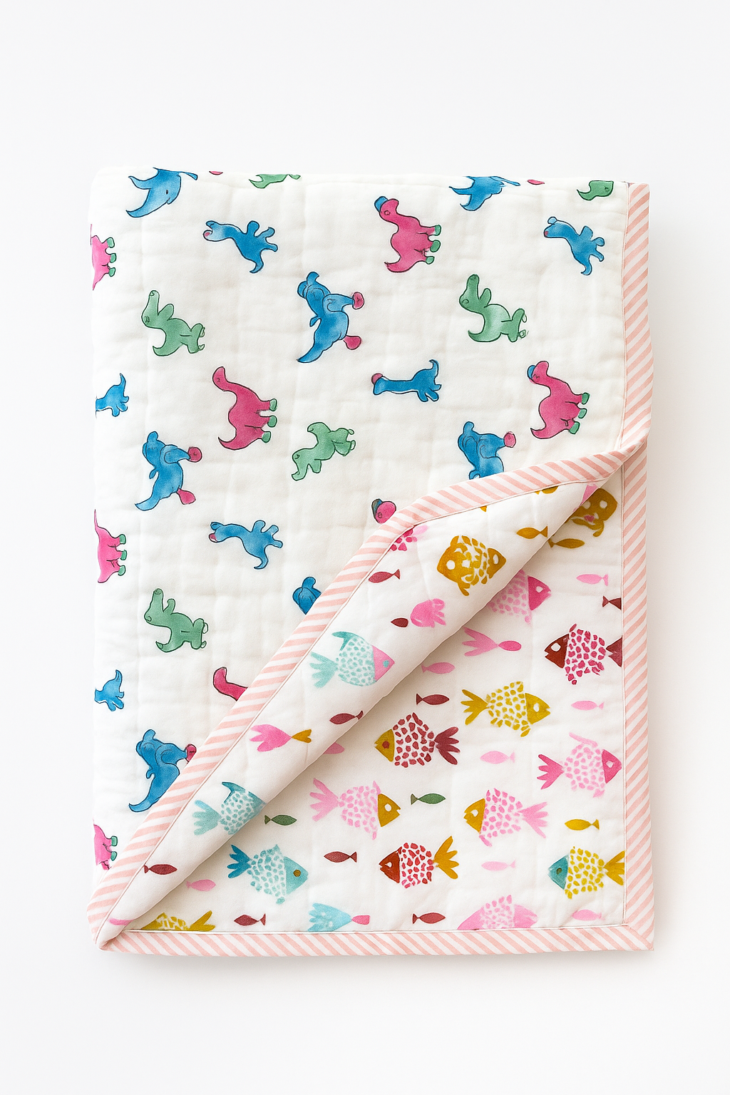 Rawr and Rest - 100% cotton Hand Made Artisnal Baby Quilt
