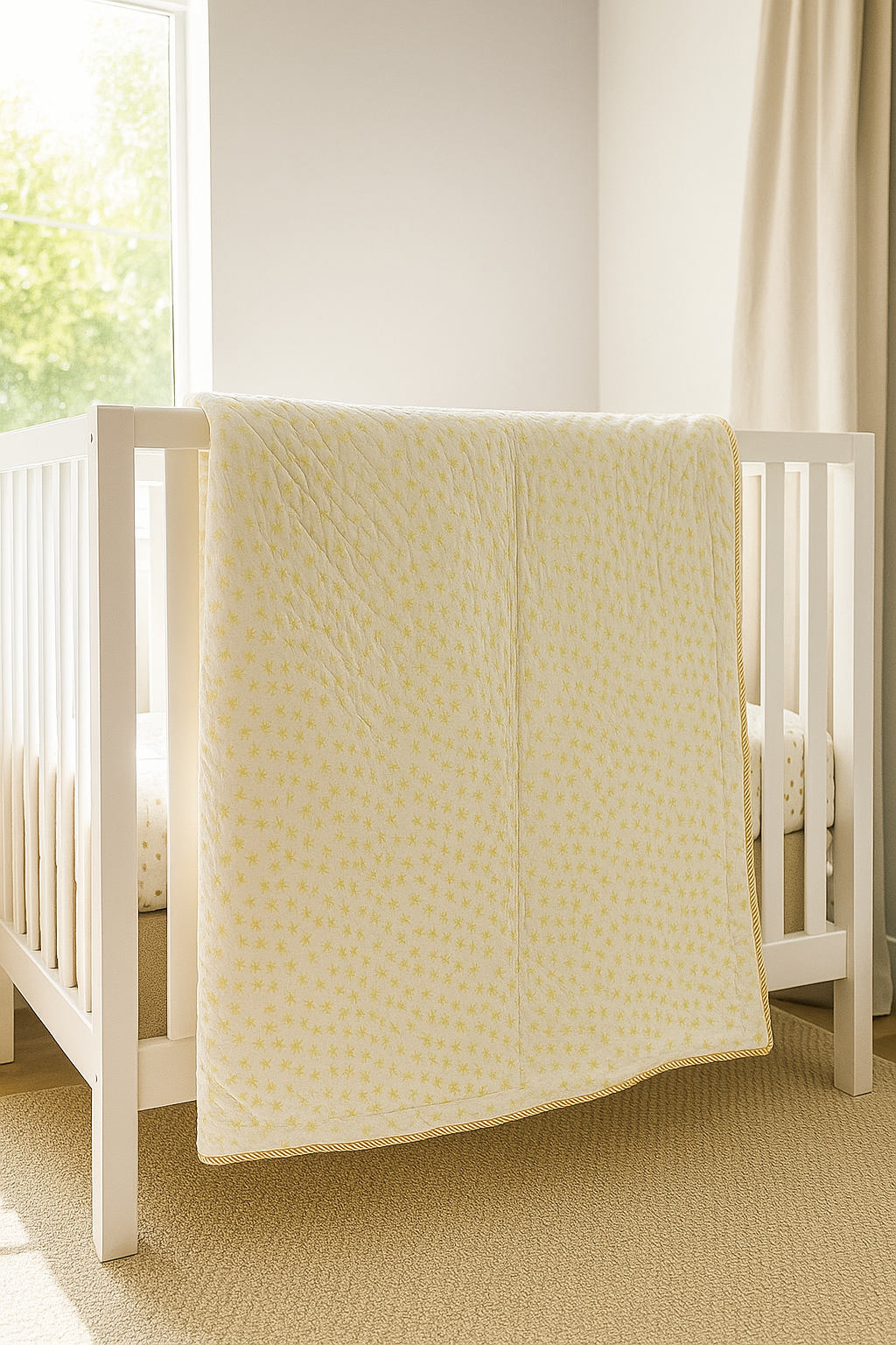 Honey Hugs (Big)- 100% cotton Hand Made Artisnal Baby Quilt