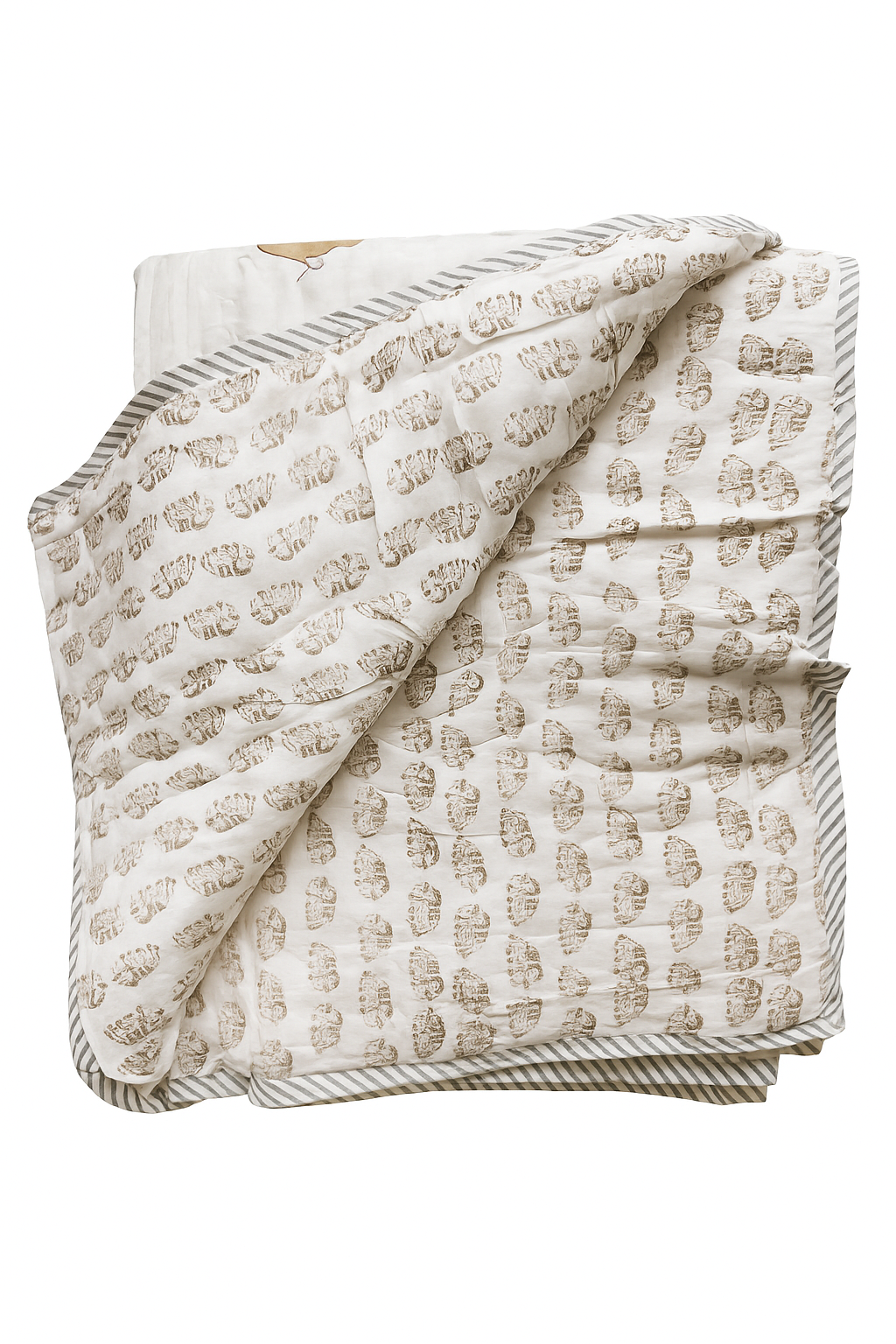 Elephant Dreams - 100% cotton Hand Made Artisnal Baby Quilt