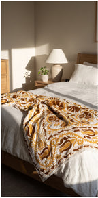 Plaid Suzani en coton brodé main Whispering Dawn