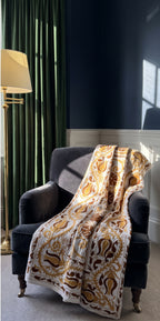 Plaid Suzani en coton brodé main Whispering Dawn