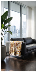 Plaid Suzani en coton brodé main Whispering Dawn